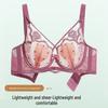 French Style Ultra-Thin Breathable Large Bust Minimizing Push-Up Bra with Soft Underwire and Rabbit Ear Crystal Cup