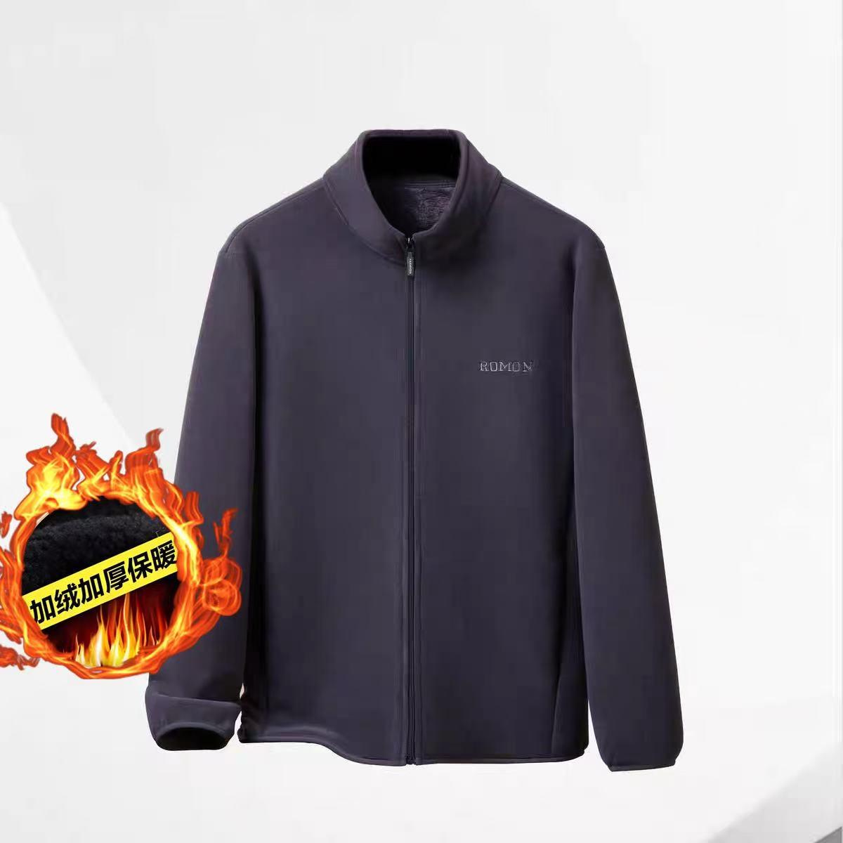 

Men s Outdoor Fleece Sweatshirt Jacket - Casual Loose Fit, Plus Size Cardigan for Middle-Aged & Elderly. XXXL (150-165 jin) темно-серого