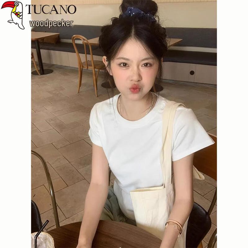 Woodpecker Women s White Round Neck T-Shirt M