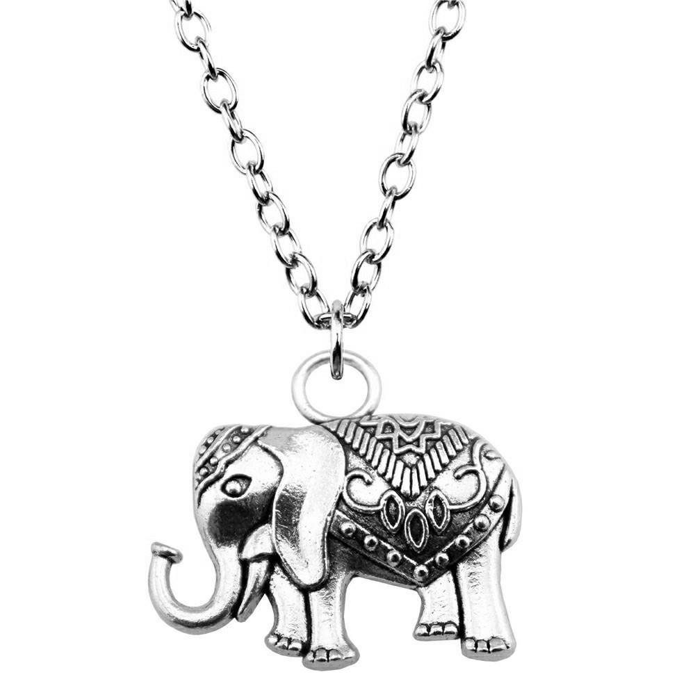 Elephant Head Pendant Necklace Lucky Boho Tribal Style Jewelry 45cm or 70cm Long Chain