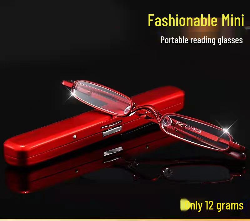 

Ultra-Light Fashionable Mini Reading Glasses with Metal Frame - HD Clarity for Elderly 250° красный