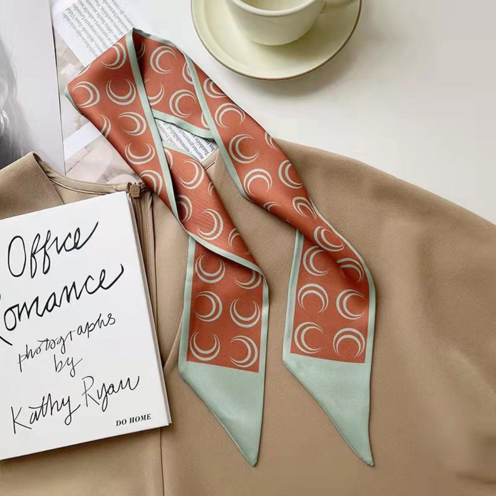 

Skinny Bag Scarves for Women, Luxury Silk Fashion Scarf, Head Neckerchief