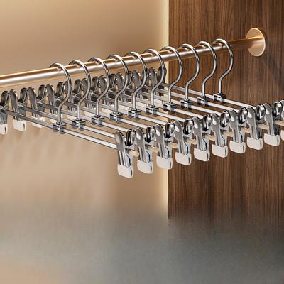 Hosenbügel nahtlos für Zuhause mit ClipsHosenaufhänger verstellbar rutschfest Hängeregal Edelstahl Rockclip, Trockenclip