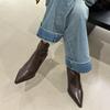 Pointed short boots women's 2025 autumn and winter new women's boots thick heel boots short boots thin boots Martin boots knight boots