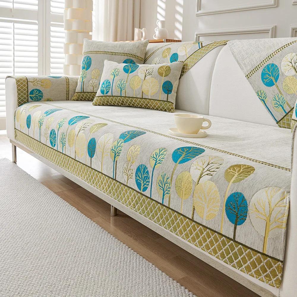 

Коврик для дивана из шенилла, нескользящий однотонный диван, универсальный чехол для дивана на все времена, жаккардовая комбинация, подушка для дивана высшего качества 70x150cm 1pc бежевый