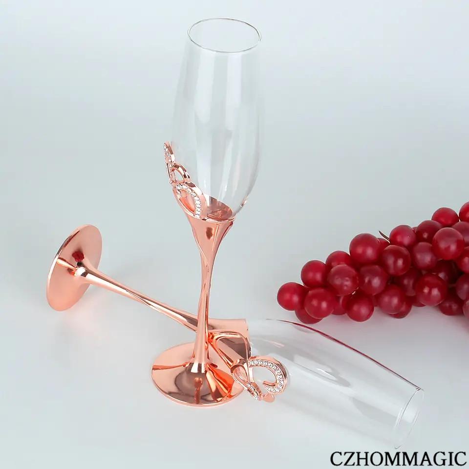 2 pezzi da 6,76 once in cristallo di calici da champagne, bicchieri da sposa per la sposa e lo sposo, tazze da brindisi, set regalo per coppie, in vetro fatto a mano, fidanzamento, matrimonio, Ann