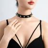 Pink Red White Black PU Leather Choker Necklace for Women Men Cool Punk Gothic Biker Collar Studded Rock Necklace Rave Jewelry