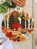 Autumn DIY Embroidery Kit with Embroidery Hoop Embroidery Stitches Practice Kit Needlepoint Kit for Beginners Craft Lovers Gift