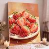 5D Framed Pearl Painting Kit Fresh Strawberry Pattern Sparkling Bead Art Canvas Ready to Display Romantic Home Decor Gift Exquisite Kitchen Wall Decor