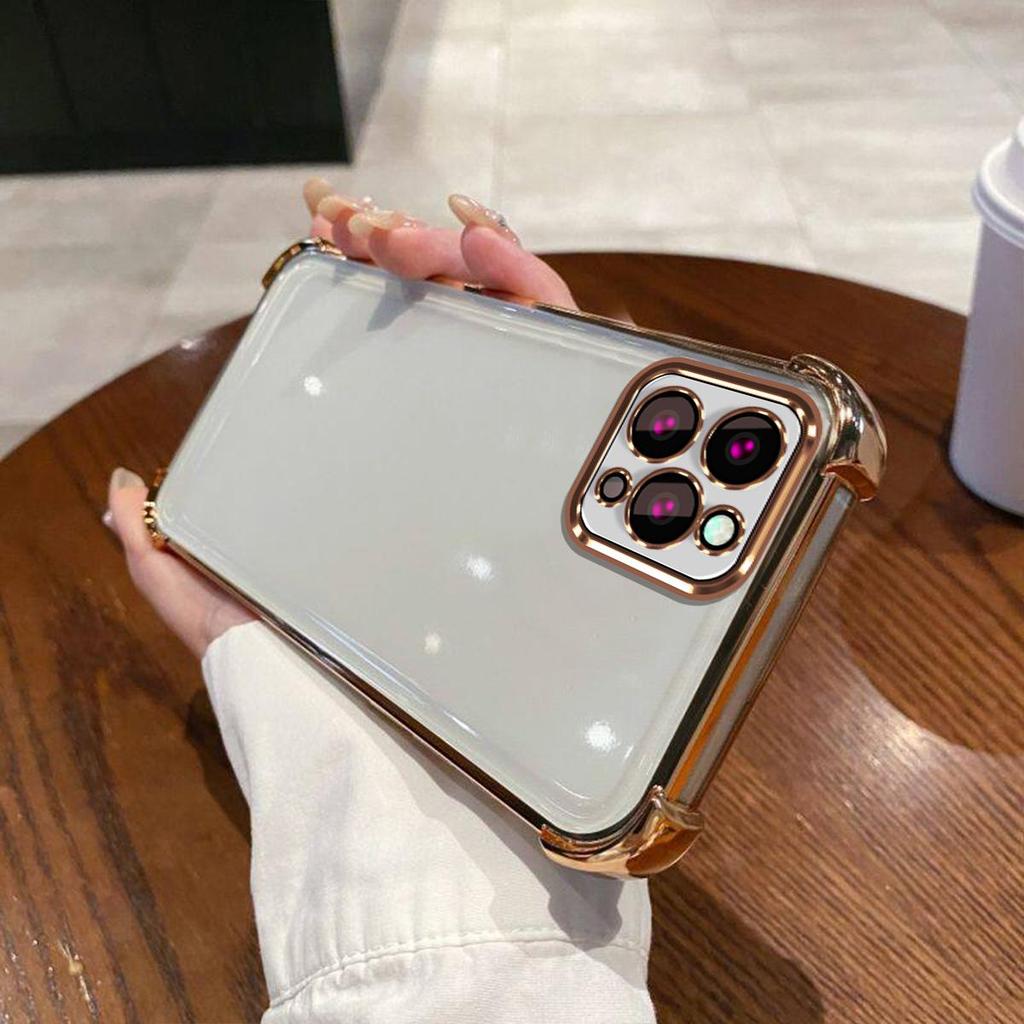 Case for iPhone 16 ProMax,16 Pro,15 ProMax,15 Pro,14 ProMax,14 Pro,13 ProMax,13 Pro Electroplated Color Border Clear Phone Casing Cover