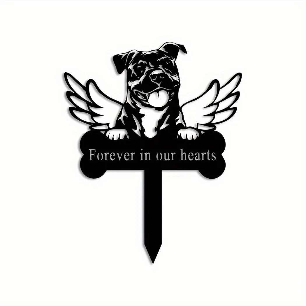 

Американский питбуль собака мемориальный столб металлический траурный знак элегантный маркер могилы питомца и памятный столб идеальный декор для садовой вечеринки чёрный