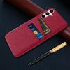 For Samsung Galaxy S25+ Case Cloth + Hard PC Phone Cover with Dual Card Slots