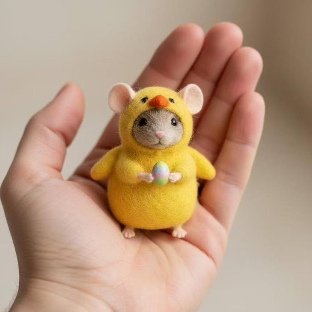 Craft Needle Felting Supply Needle Felted Mouse Handmade Figurine Gifts Felt Mice Ornaments Cute Mouse Mouse Collectible Easter