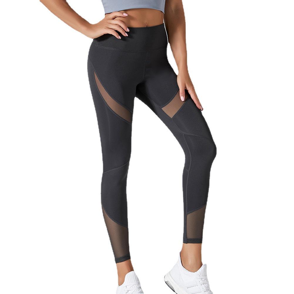 Women's High Waist Mesh Splice Yoga Pants - Hip Lifting Sports Leggings