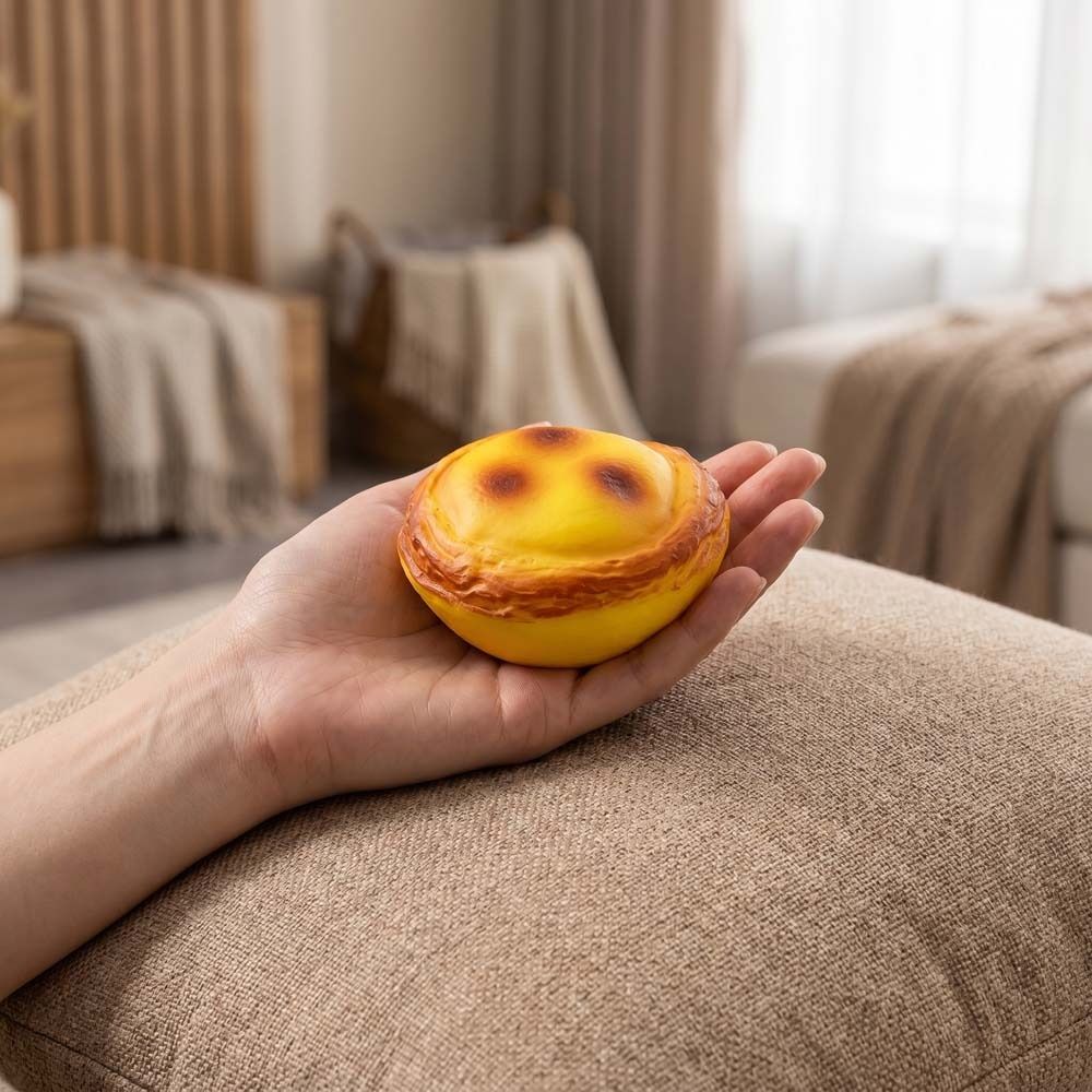 Slow Rising Egg Tart Squishy Toy Bouncing Hand Relax Fluid Simulation Toy Thick Pinch Egg Tart Rebound Toy For Students