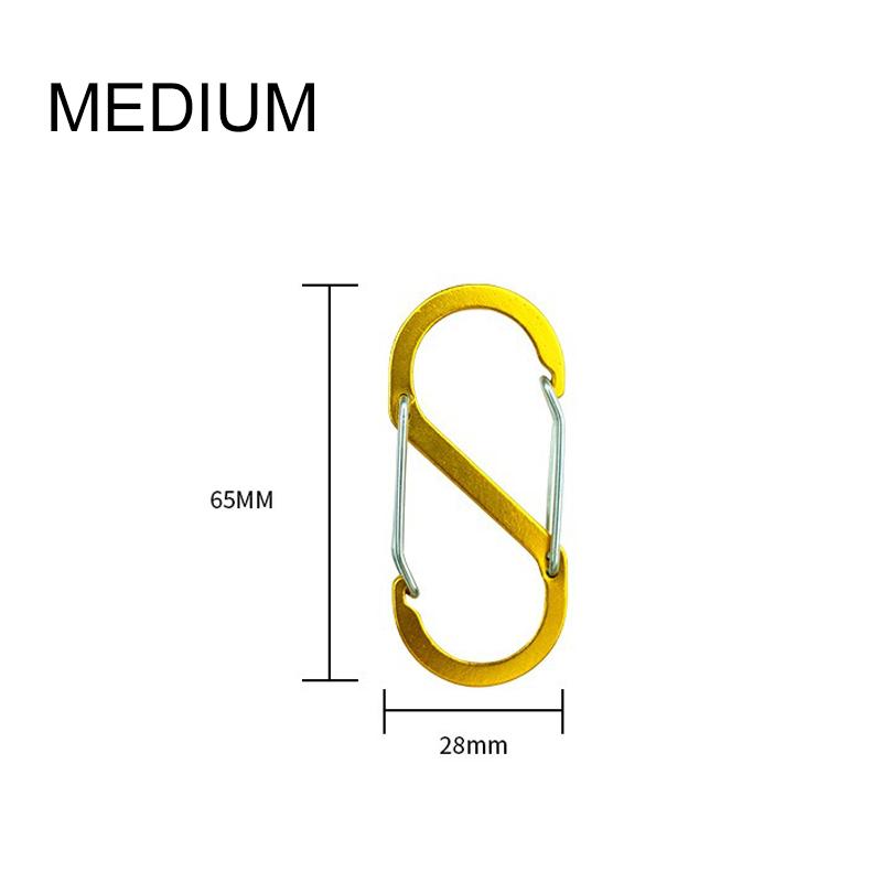 

S-образный двойной карабин, брелок, замки-молнии для рюкзаков, карабин, скользящий замок, алюминиевый сплав, большой, средний, маленький карабин для кемпинга 6.5*2.8cm