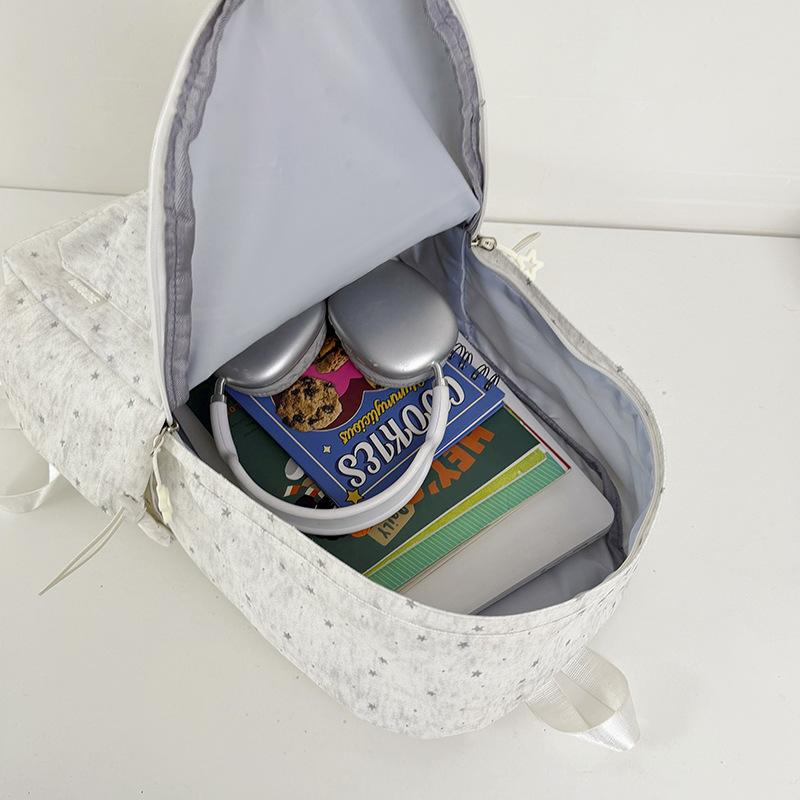 Schoolbag Korean In College Style Light Grey Star Backpack Gentle Versatile Student Party Daily School Shopping Comfortable Backpack