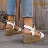 Mode Rimocy Sommer Damen Keilsandalen mit goldener Kette Knöchelschnalle Dicke Sohle Sandalias Frau 2024 Klobige Plateau-Sandalen Damen