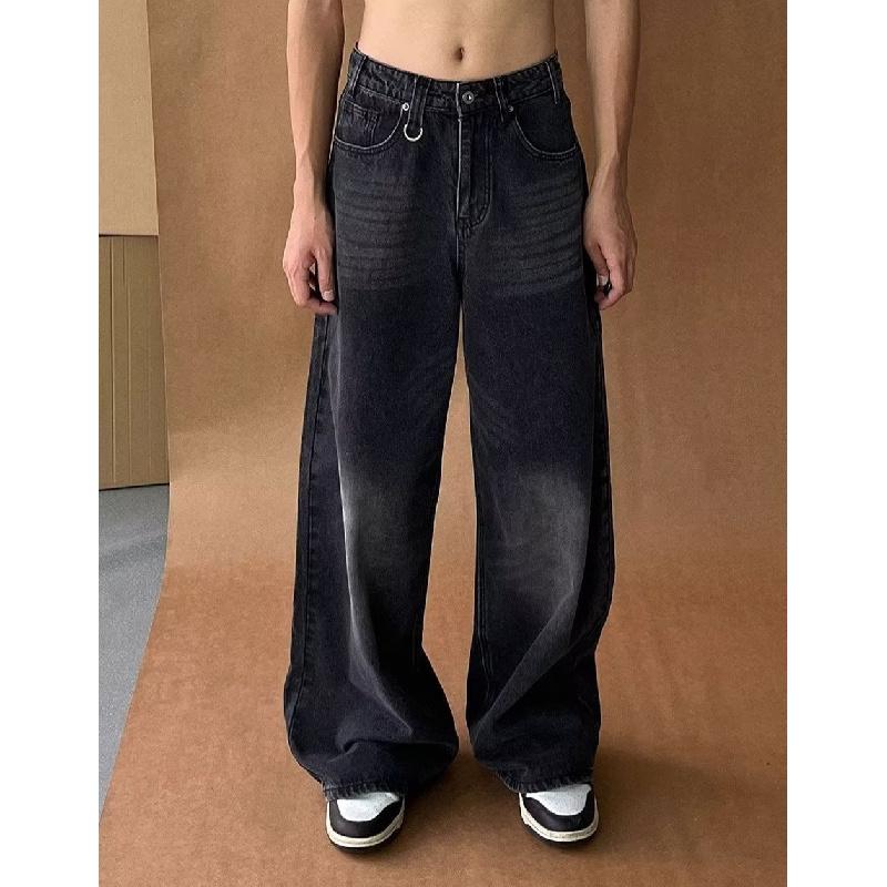 Men's Clothing 2026 Fall/Winter American Retro Wide-Leg Pants Loose Fit Ins Denim Trousers for Men