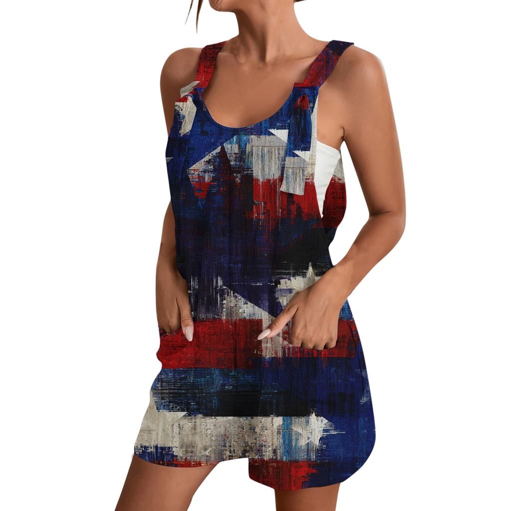 Rompers For Women Summer Casual Sleeveless Overall Comfy Loose Spaghetti Strap Romper Fashion Jumpsuit With Pockets