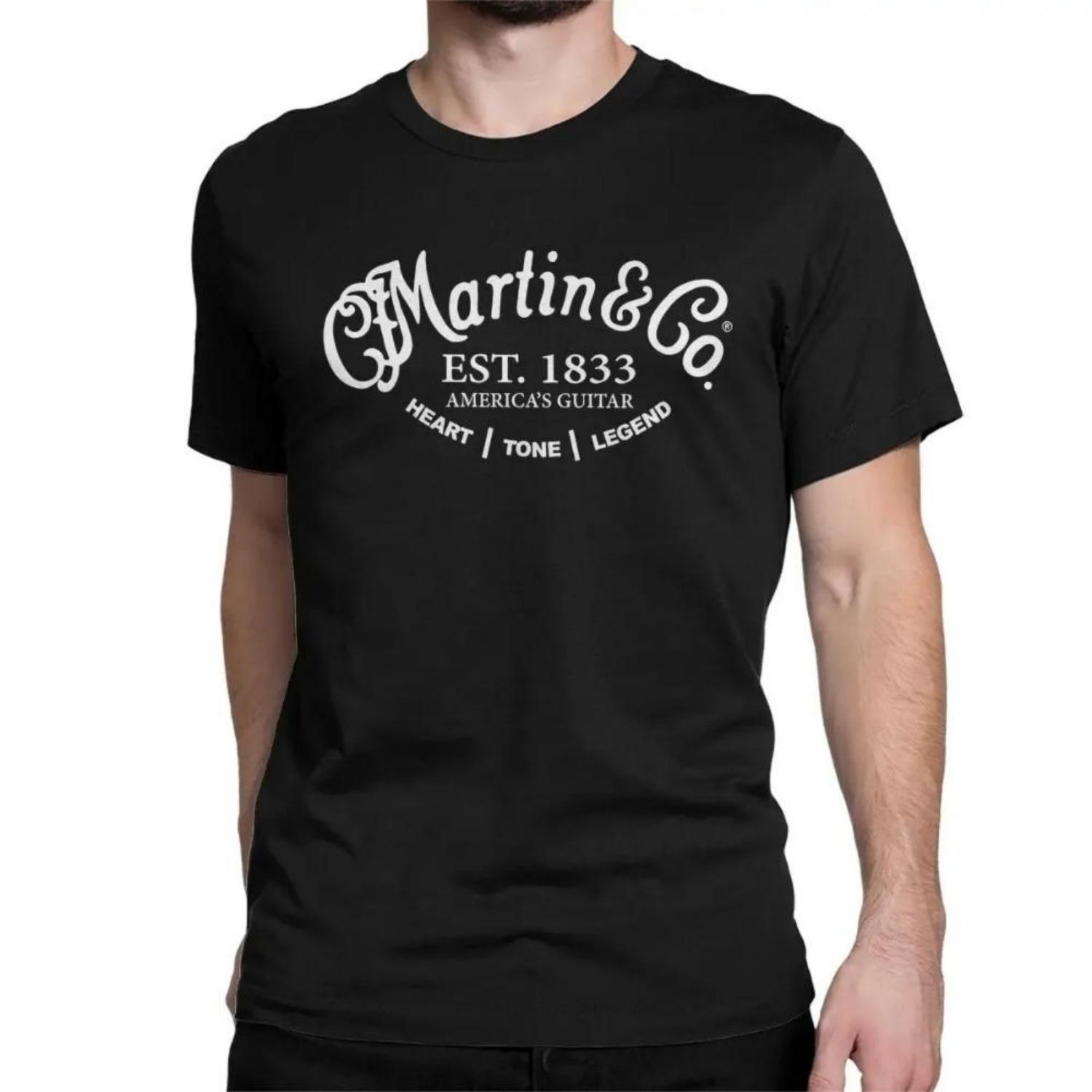 

2024 Hot Sale Summer 100% Cotton New Martin&Co Guitar Logo Black T Shirt Men Short Sleeves Cool Tee Hip Hop Streetwear T-shirt XXXXXL чорний