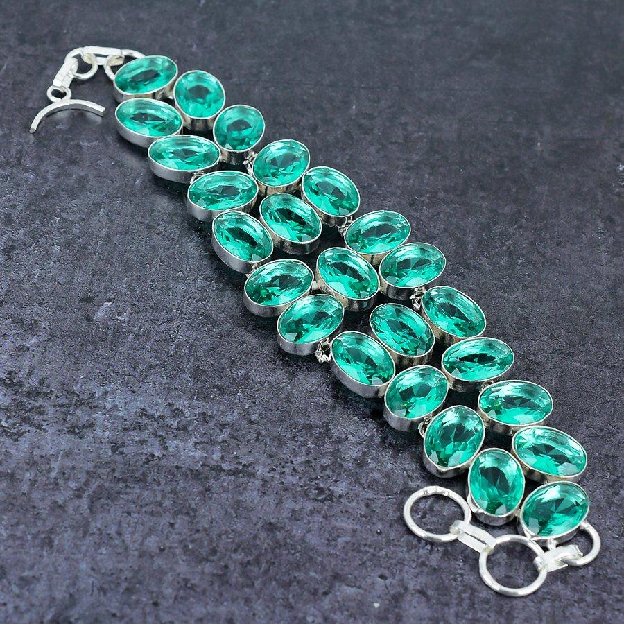 Indicolite Tourmaline Gemstone Handmade 925 Sterling Silver Bracelet 7-8" V5t11