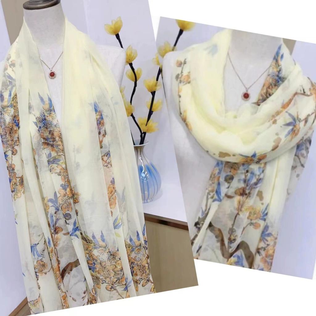 Silk Scarf Women Hijab Pashmina Long Beach Stoles Shawl Wrap Headbands Spring Warm Scarves Bandana Ladies Neckscarf Foulard