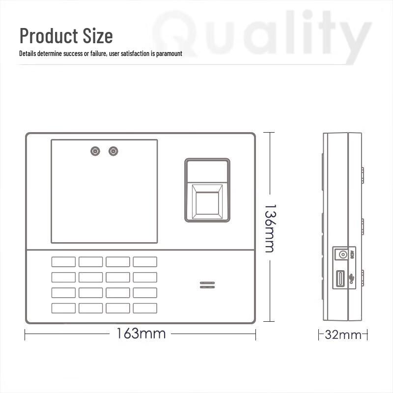 Deli 13888CS Biometric Time Clock CN Plug (adapter Included)