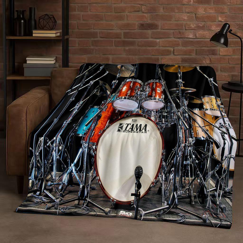 Set Batteria Classico Strumenti Musicali Rock Coperta in Flanella, Coperta Plaid Ultra Morbida per Casa Camera da Letto Letto Divano Copertura Regalo per Bambini