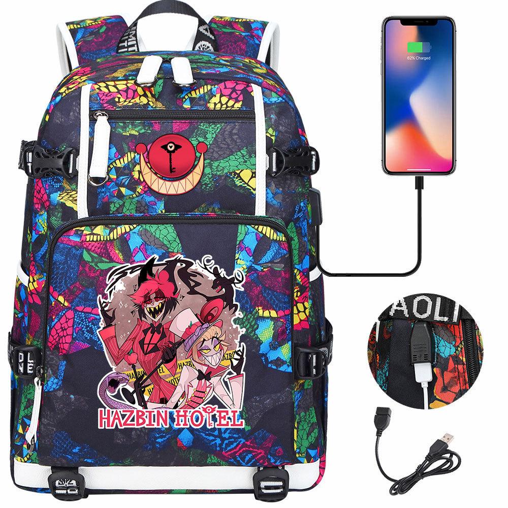 

Hell Inn Printed USB Teen Student School Bag Men s and Women s Leisure Large Capacity Travel Backpack 48CMX30CMX15CM