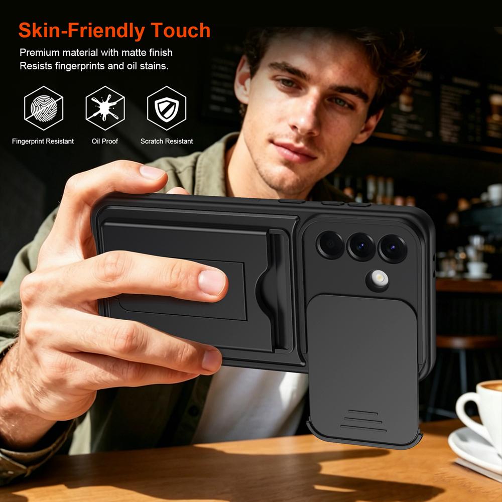 KEYSION Porte-cartes Sac Étui pour Téléphone pour Samsung Galaxy A57 5G A37 A27 A17 5G Protection Coulissante pour Appareil Photo Support Coque antichoc