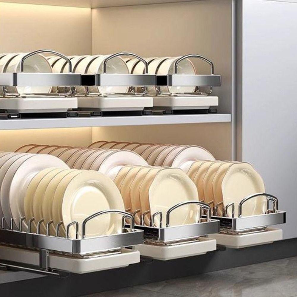 Large Pull-out Dish Rack Drawer Type Dish Drainer Storage Rack Durable Cabinets Organizer  Kitchen