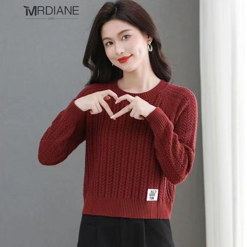 

Mrdiane Wei Women s Long Sleeve Round Neck Knit Sweater One Size