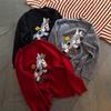Women's Red Embroidered Horse Sweater - Round Neck, Soft Winter Knit, New 2026 Style