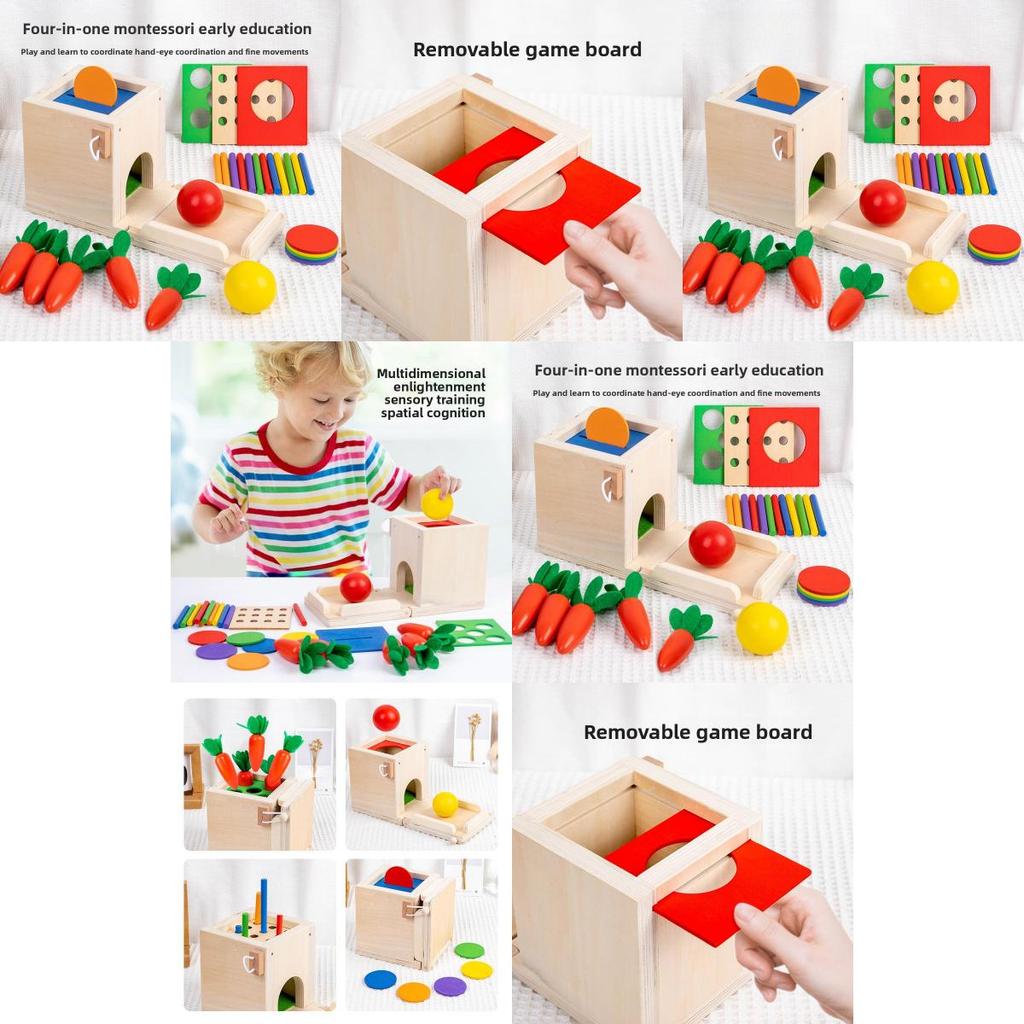 Four In One Coin Box Wooden Educational Toy For Kid Learning And Color Matching