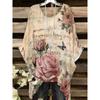 T-shirt da Donna Taglie Forti Stampa Floreale Stella Pianta Coda di Rondine Manica Corta Girocollo Top Casual per Vacanze Lavoro Quotidiano