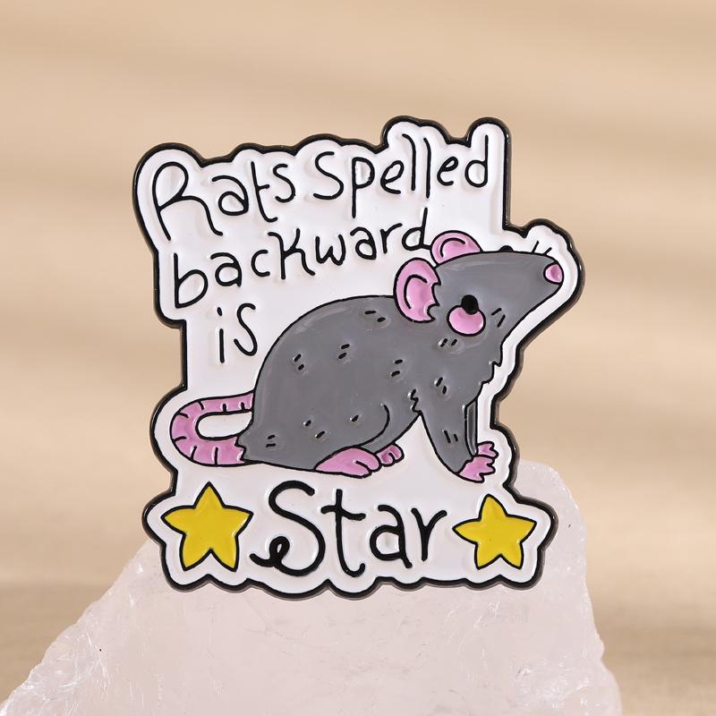 Ratten Sterne Emaille Anstecknadeln Cartoon Niedliche Maus Broschen Reversabzeichen Lustige Kreative Tier Zitate Schmuck Geschenk für Freunde