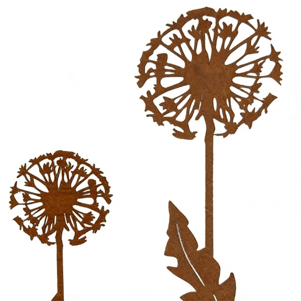 Rusty Finish Dandelion Garden Art Rustic Metal Stake