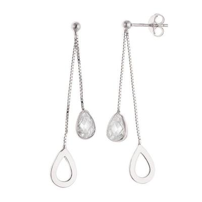 Earrings - Merry - 925 Sterling Silver Rhodium Plated - Zirconium Oxide - Dangle - Push System
