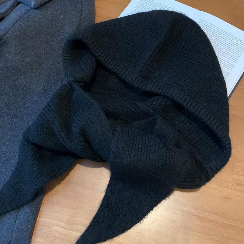 Red Hat Women's Autumn/Winter Warm Knitted Hat Scarf One Piece Hooded Neck Knitted Hat Winter