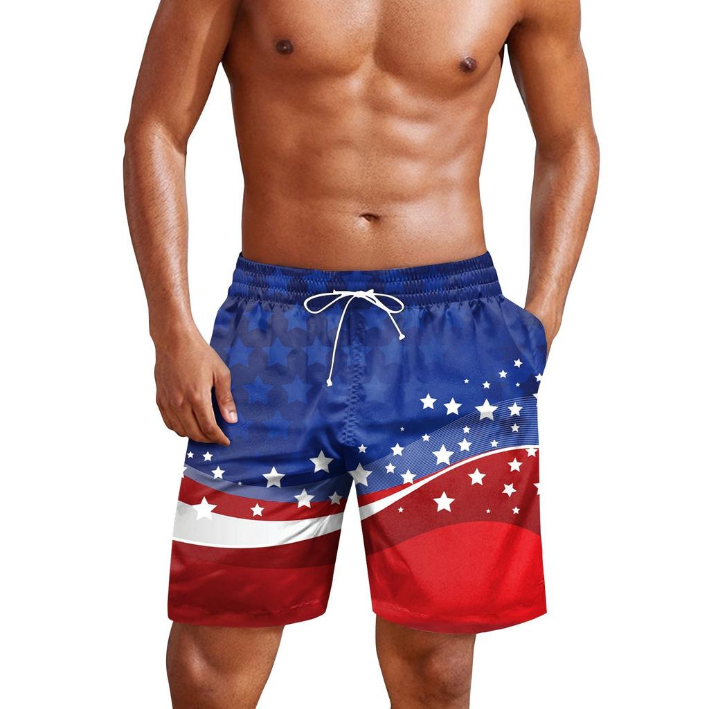 Pánské šortky s potiskem Dne nezávislosti Ležérní módní šortky Pánské volné prodyšné šortky s potiskem