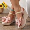 Comemore Women Sandals Bow Wedges High Heels Sandals Women New Peep Toe Platform Sandal Casual Party Daily Woman Shoes