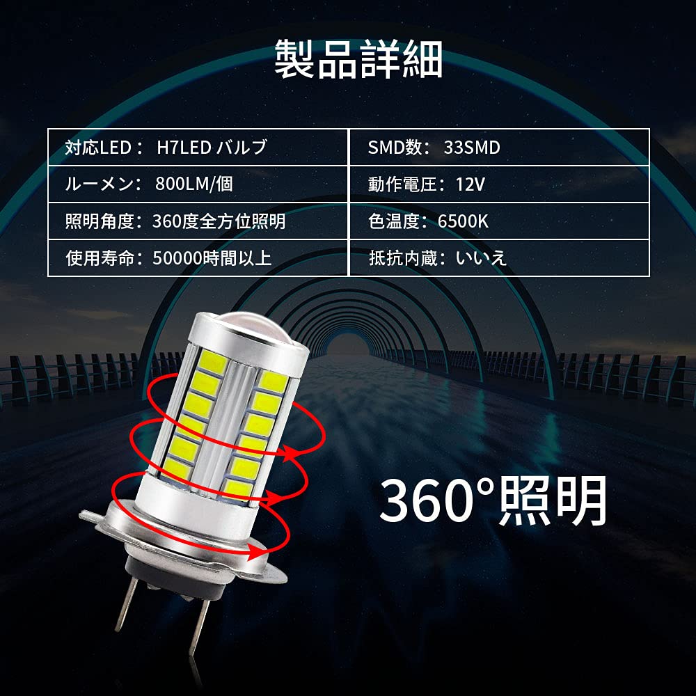 Aoling H7 LED Nebelscheinwerfer, LED Nebelscheinwerfer, 12 V, Weiß, 33 SMD Explosion,