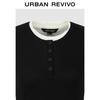 UR 2025 Women's Pleated Contrast Collar Short Sleeve T-shirt