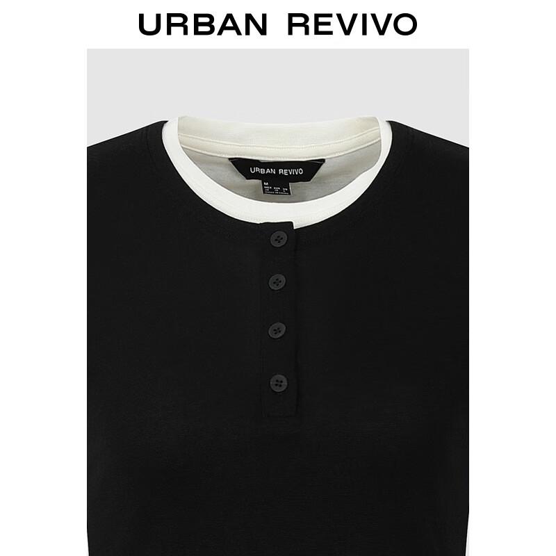 UR 2025 Women's Pleated Contrast Collar Short Sleeve T-shirt