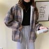 New Autumn/Winter Women's Brushed Plaid Velvet Shirt Jacket - Long Sleeve, Loose, Warm Korean Style