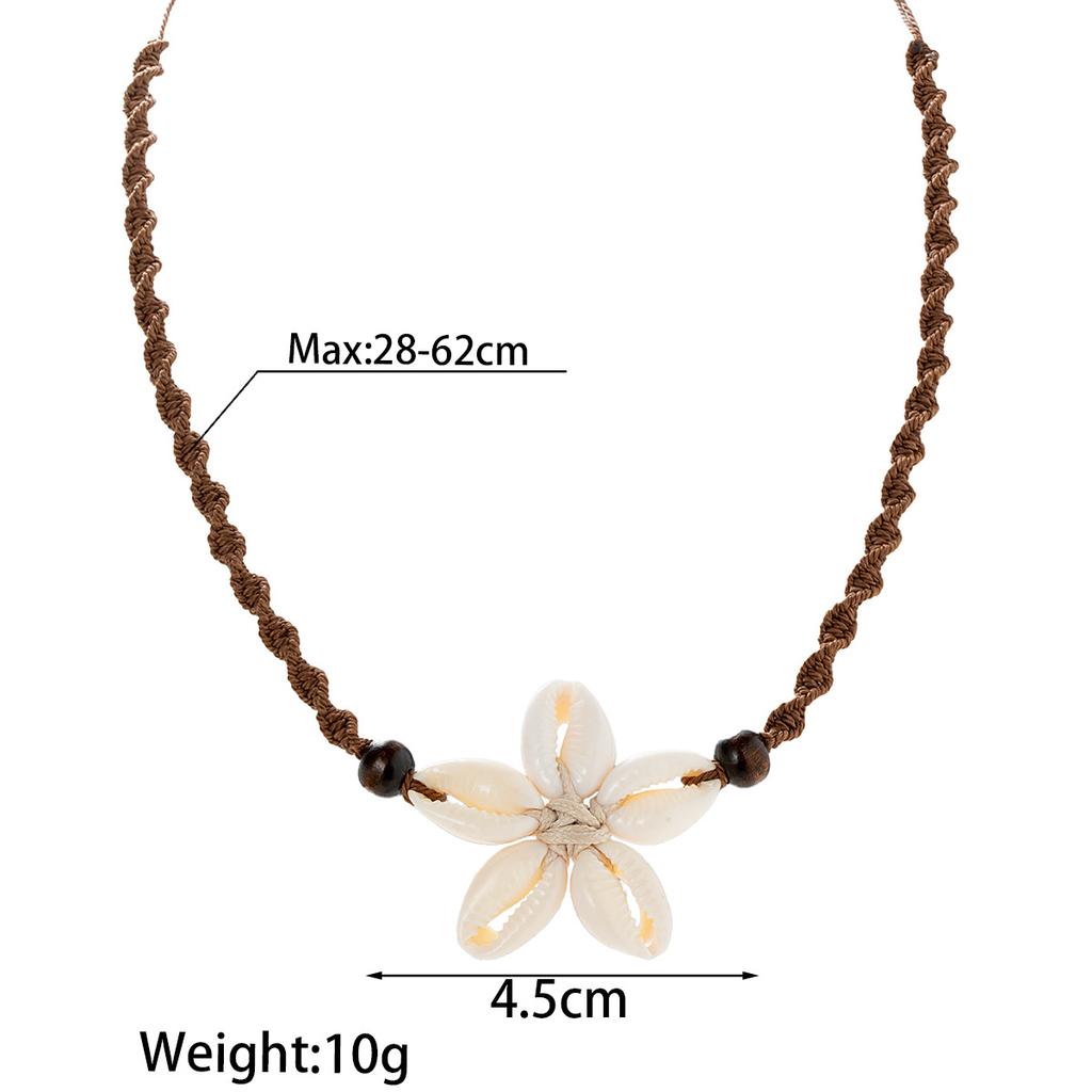 Bohemisk Stil Geometriskt Vävda Skal Chokerhalsband Justerbar Nyckelbenskedja Kort Halsband för Strandfest