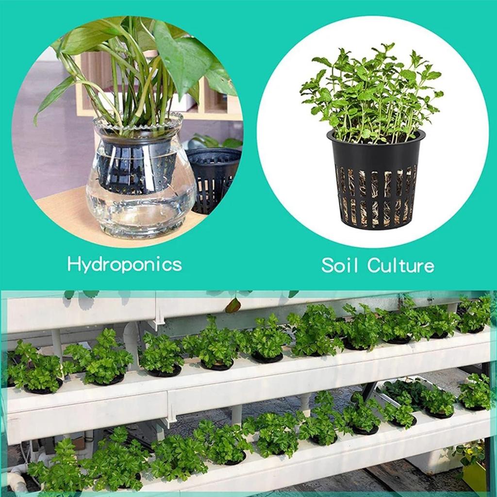 Planting Mesh Cup Hydroponic System Net Basket Soilless Flower Pot Plastic Plant Rooter Slotted Colonization Container 5/50Pcs