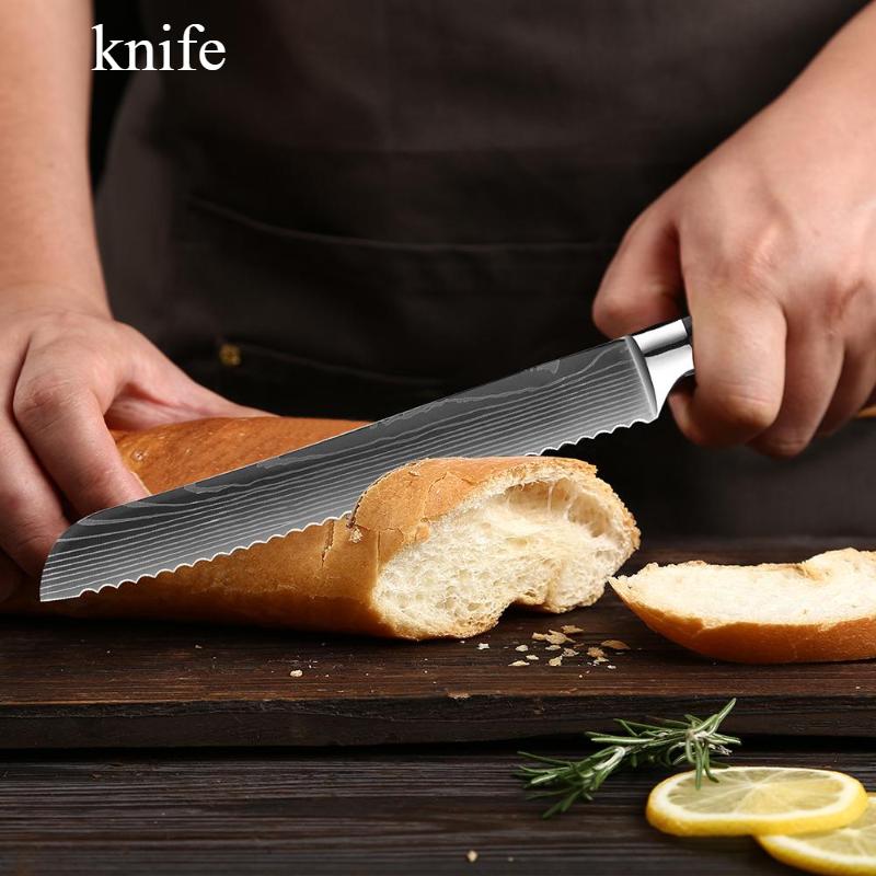 Chef's Knife Fruit Knife Stainless Steel Sharp Sashimi Chef's Knife Bread Knife Damascus Laser Blade Knife