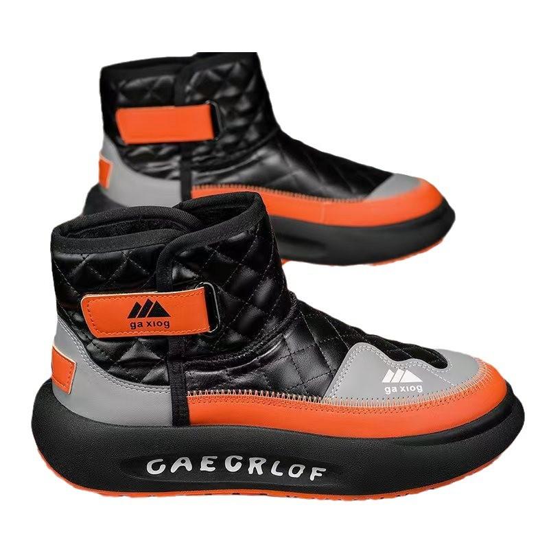 Fleece Verdickte Schneestiefel Baumwollschuhe Winter Herren Lässig High Top Martin Boots Board Schuhe Vielseitig Schwarz